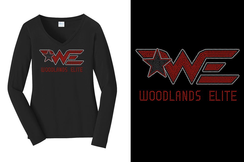 Rhinestones Woodlands Elite Women's Relaxed Fit Long Sleeve V-Neck